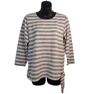 Cathy Daniels Women's Pink Gray Stripes 3/4 Sleeves Sweater Pullover Size M NWT